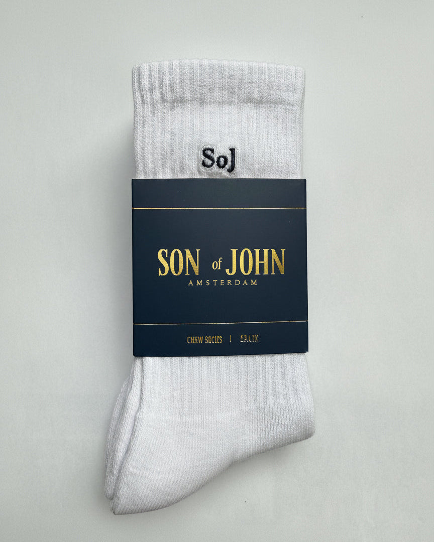2-PACK | WHITE SOCKS | DARK BLUE & DARK RED LOGO
