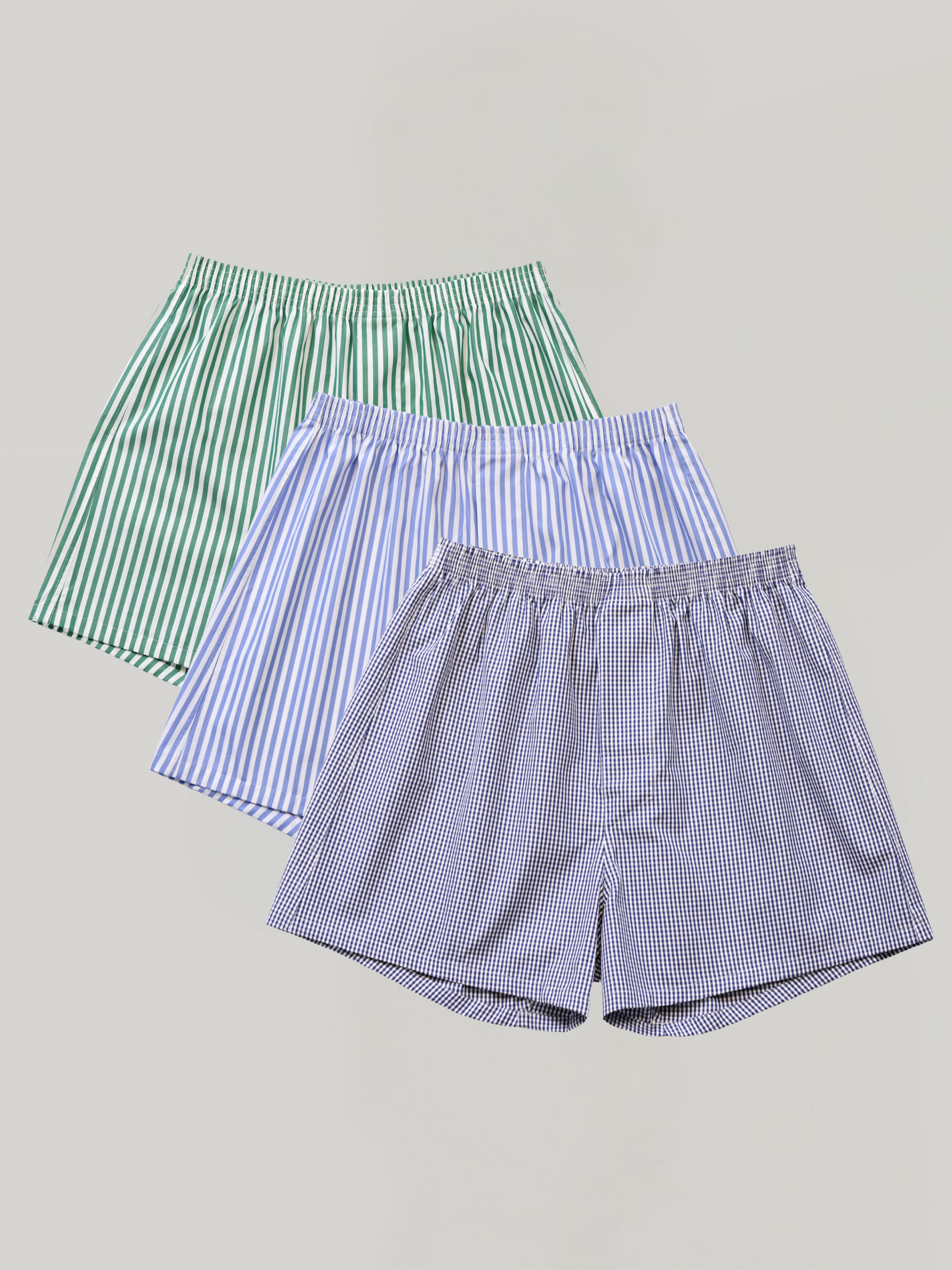 3-pack | Green Bengal, Oxford Stripe & Navy Gingham