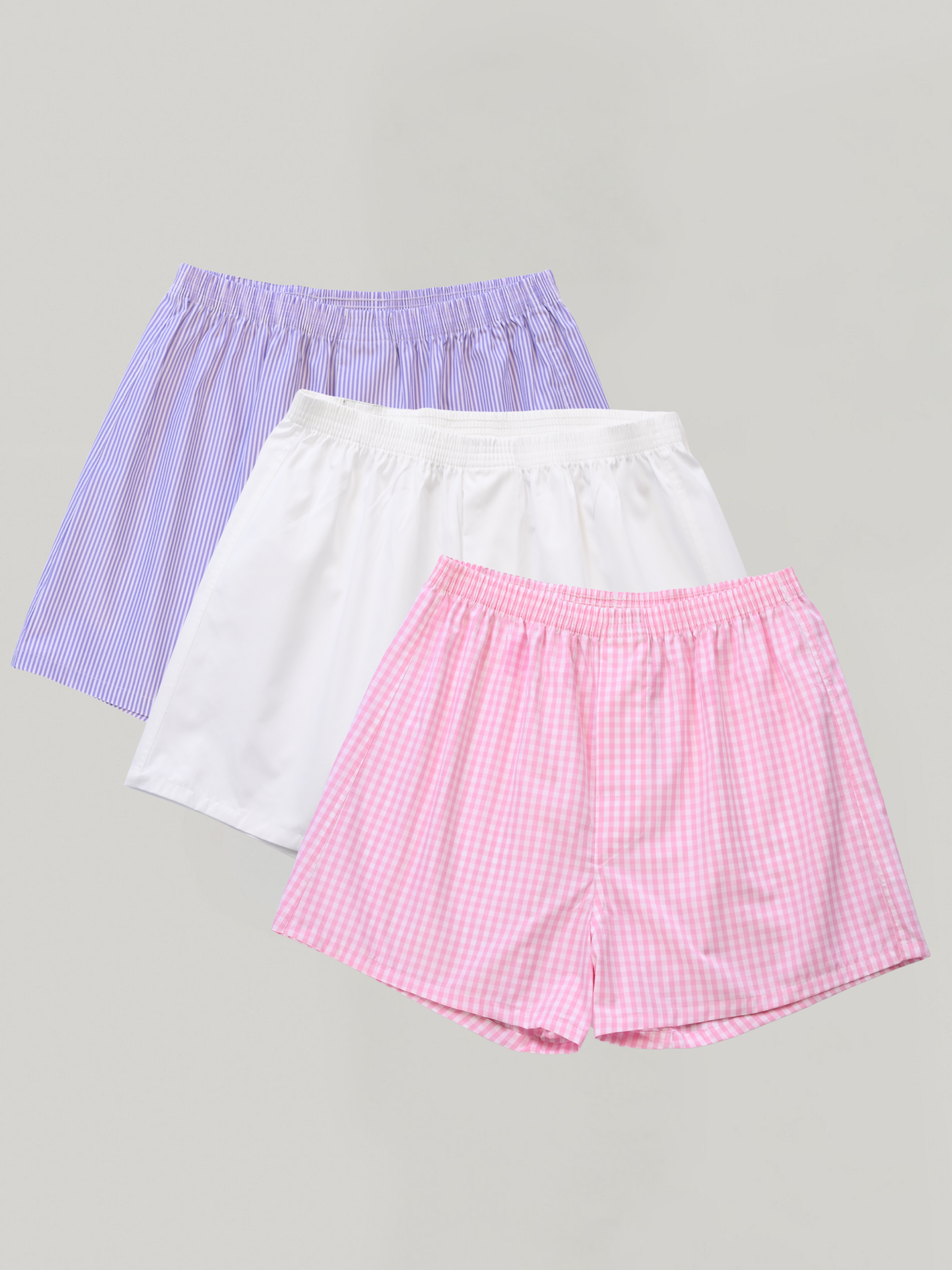 3-pack | Lilac Pinstripe, Alpine White & Pink Gingham